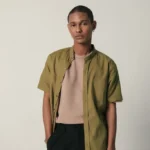 LARUSSO Cotton Linen Two-Way Collar Pendek - Light Green