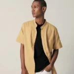 LARUSSO Cotton Linen Two-Way Collar Pendek - Mustard