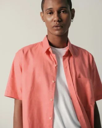 LARUSSO Cotton Linen Two-Way Collar Pendek - Pink Clay