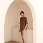 Oversize Fit Short Sleeve Resort Rami Shirt - Brown