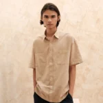 Oversize Fit Short Sleeve Resort Rami Shirtk - Cream