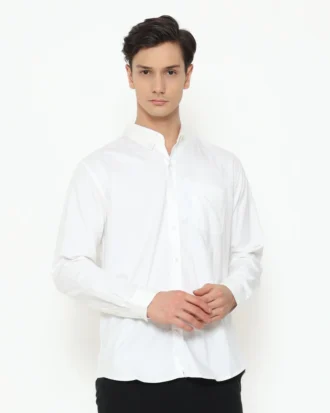 Regular Fit Basic Twill Long Sleeve Shirt - White