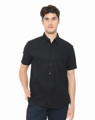 Regular Fit Cotton Textured Shirt - Black