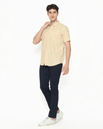 Regular Fit Cotton Textured Shirt - Light Khaki