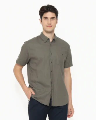 Regular Fit Cotton Textured Shirt - Medium Grey