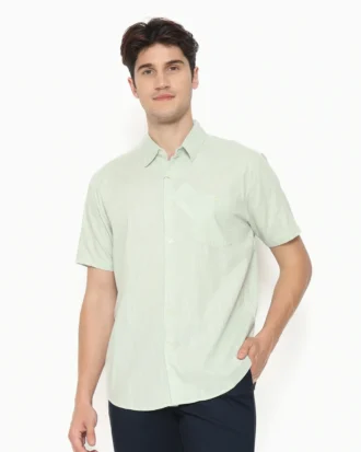 Regular Fit Cotton Textured Shirt - Mint Green