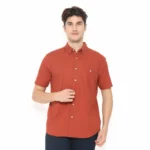 Regular Fit Cotton Textured Shirt - Terracota
