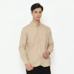 Regular Fit Long Sleeve Oxford Basic Shirt - Cream