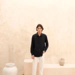 Regular Fit Long Sleeve Resort Rami Shirt - Navy M013