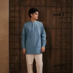 Larusso Khair Collection - Kurta Changi Shirt - Blue Turquoise