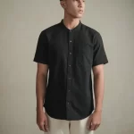 Larusso Khair Collection - Kemeja Koko Rami Basic Polos Pria Lengan Pendek - Black