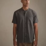 Larusso Khair Collection - Kemeja Koko Rami Basic Polos Pria Lengan Pendek - Grey