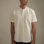 Larusso Khair Collection - Kemeja Koko Rami Basic Polos Pria Lengan Pendek - Off White