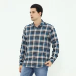 LARUSSO Kemeja Flannel Panjang - Blue Black N013