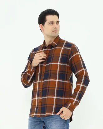 LARUSSO Kemeja Flannel Panjang - Brick Navy N003