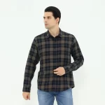 LARUSSO Kemeja Flannel Panjang - Brown Navy N007