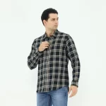 LARUSSO Kemeja Flannel Panjang - Navy Brown N015