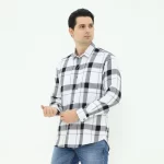 LARUSSO Kemeja Flannel Panjang - White Grey N001