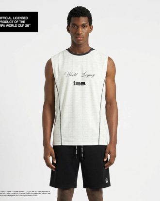 LARUSSO FIFA Collection - Tank Top Active Dry Fit Gym Bola Official Fifa World Cup 2026 - White